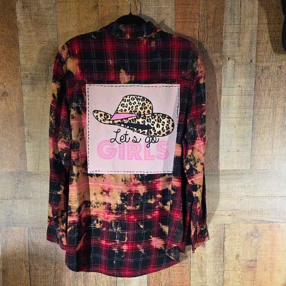 Upcycled Tops - Upcycled Plaid Let's Go Girl's Flannel